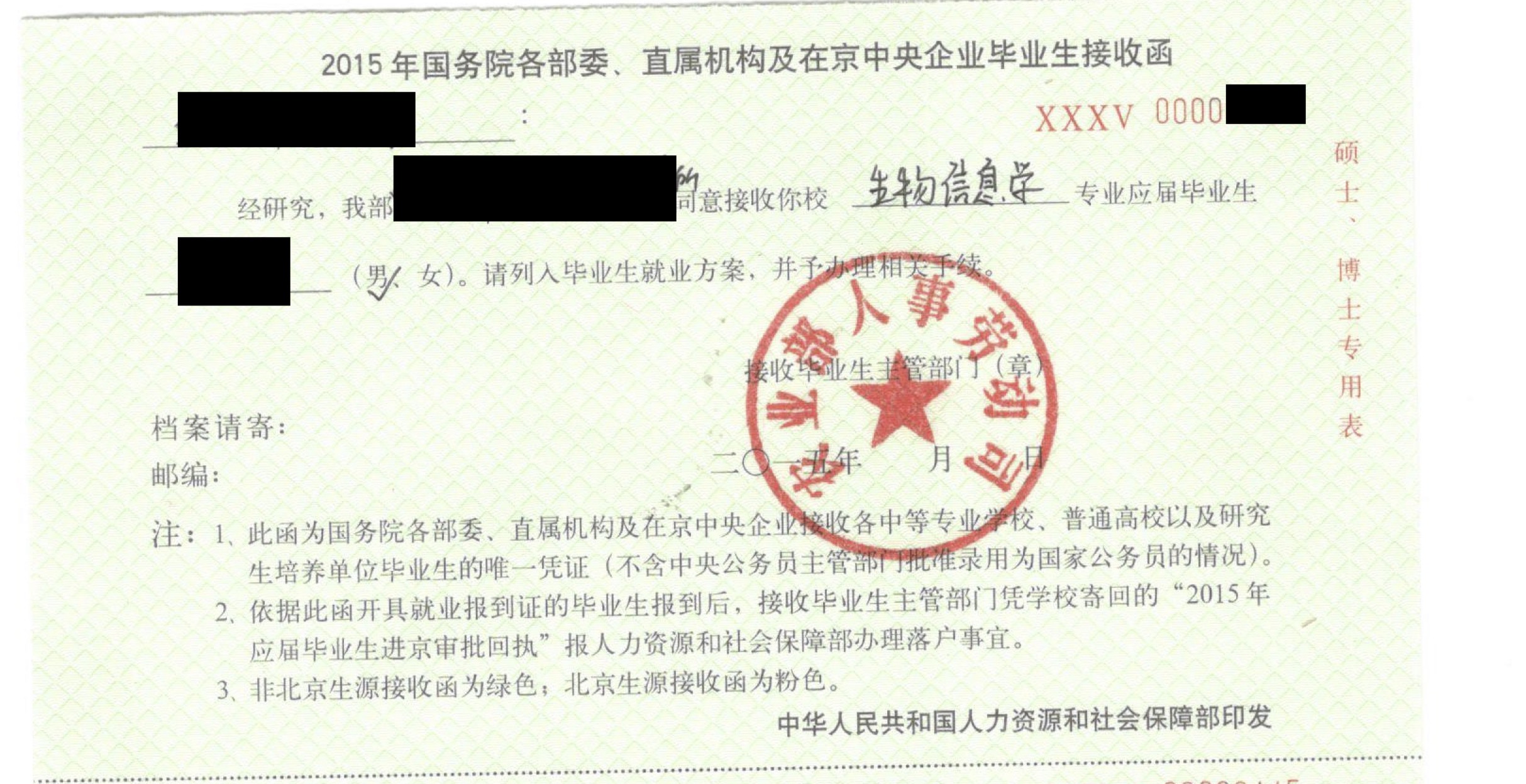 2015年7月拿到的“小绿卡”