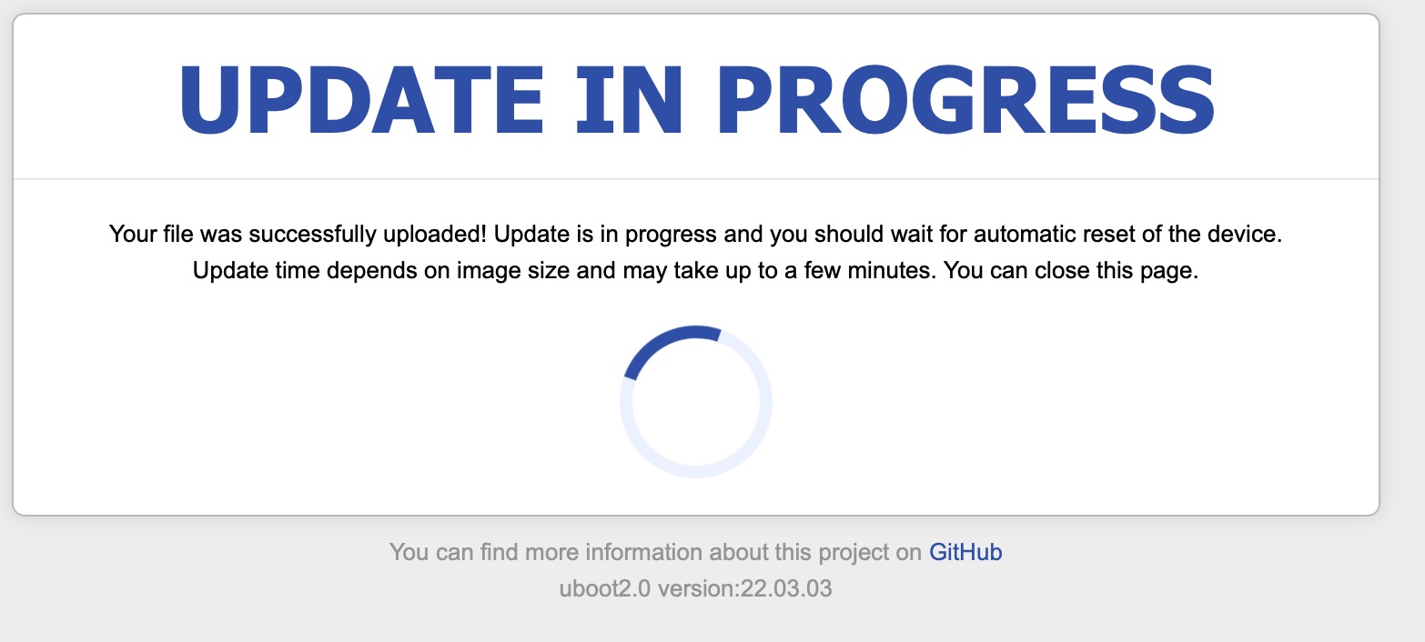 Update firmware等待写入的图（上面第 5 步的过程）。